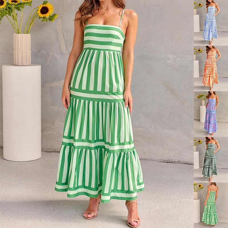 Robe longue à rayures élégantes