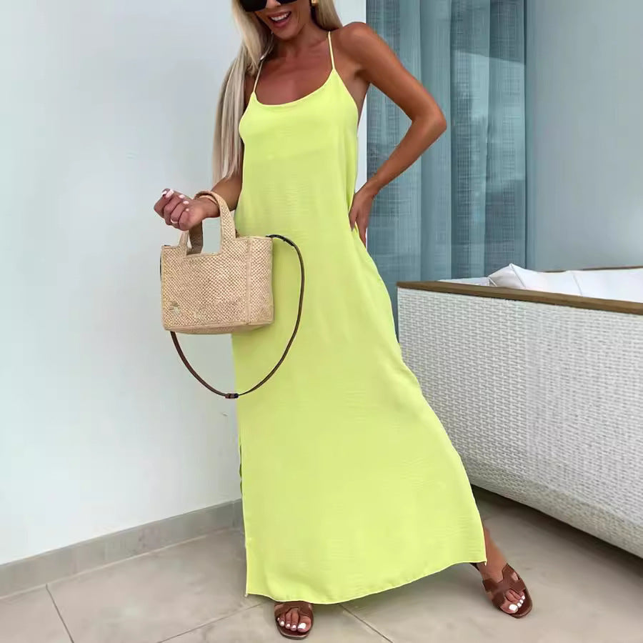 Robe longue d'été à fines bretelles