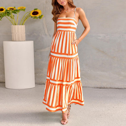 Robe longue à rayures élégantes