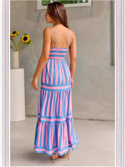 Robe longue à rayures élégantes